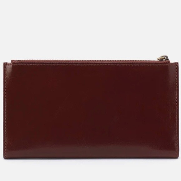 Hobo Jill Large Bifold Polished Leather Wallet, Chocolate Brown, NWT - Picture 3 of 10